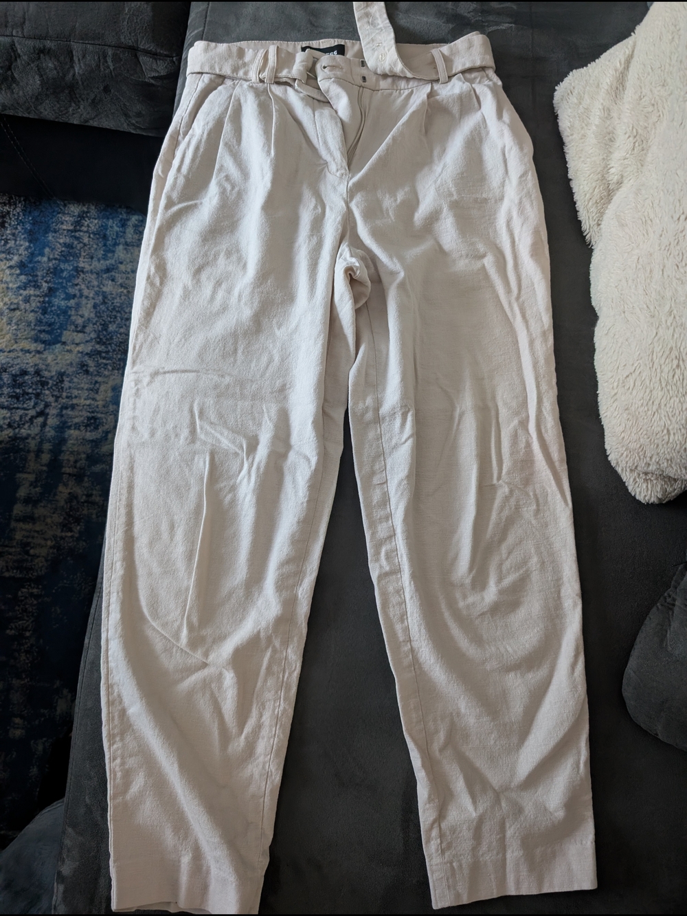 Women's Express Light Beige Casual Trousers Ankle Length